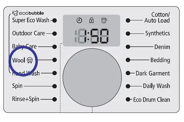 دکمه Wool لباسشویی سامسونگ